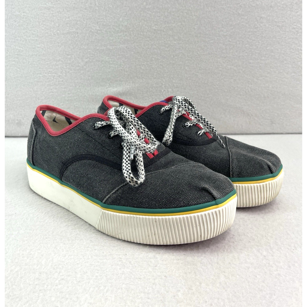 TOMS Cordones Boardwalk Sneakers Women’s 8 Canvas Platform Lace-Up Pre-Owned
